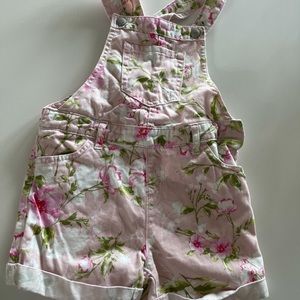 Pink floral overalls